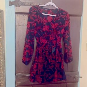 Dress- black red roses size small